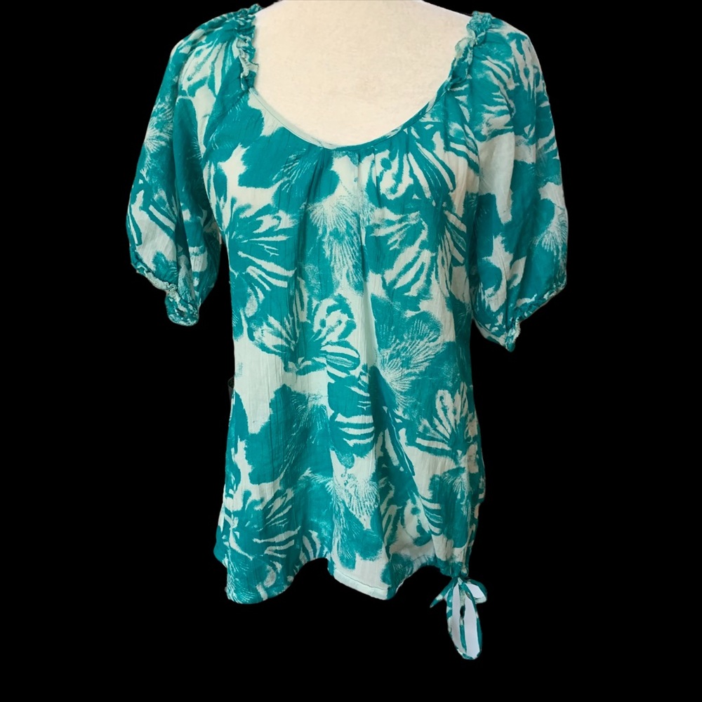 Calvin Klein Blue Ink Printed Blouse NWT Sz M